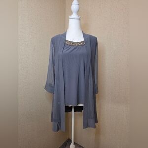 R&M Richards Womens Sheer Embellished All In One Jacket And Tank SZ: 6